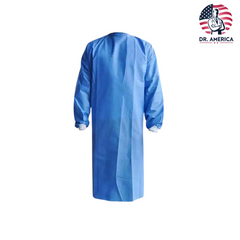 FDA LEVEL 4 Disposable Isolation Gown, Full Body Length, Spunbond Polypropylene + PE with Closed Back and knitted cuffs, AAMI Tested, ONE SIZE FITS ALL – Dr. America