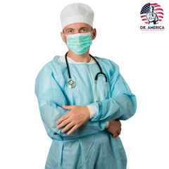 DirectProtect™ LEVEL 3 Sterile Surgical Gown with Drape, Full Body, Highly Breathable SSMMS Reinforced Fabric, with Closed Back and Knitted Cuffs, AAMI, FDA 510k & CE Tested, ONE SIZE FITS ALL (2XL Unisex) Dr. America